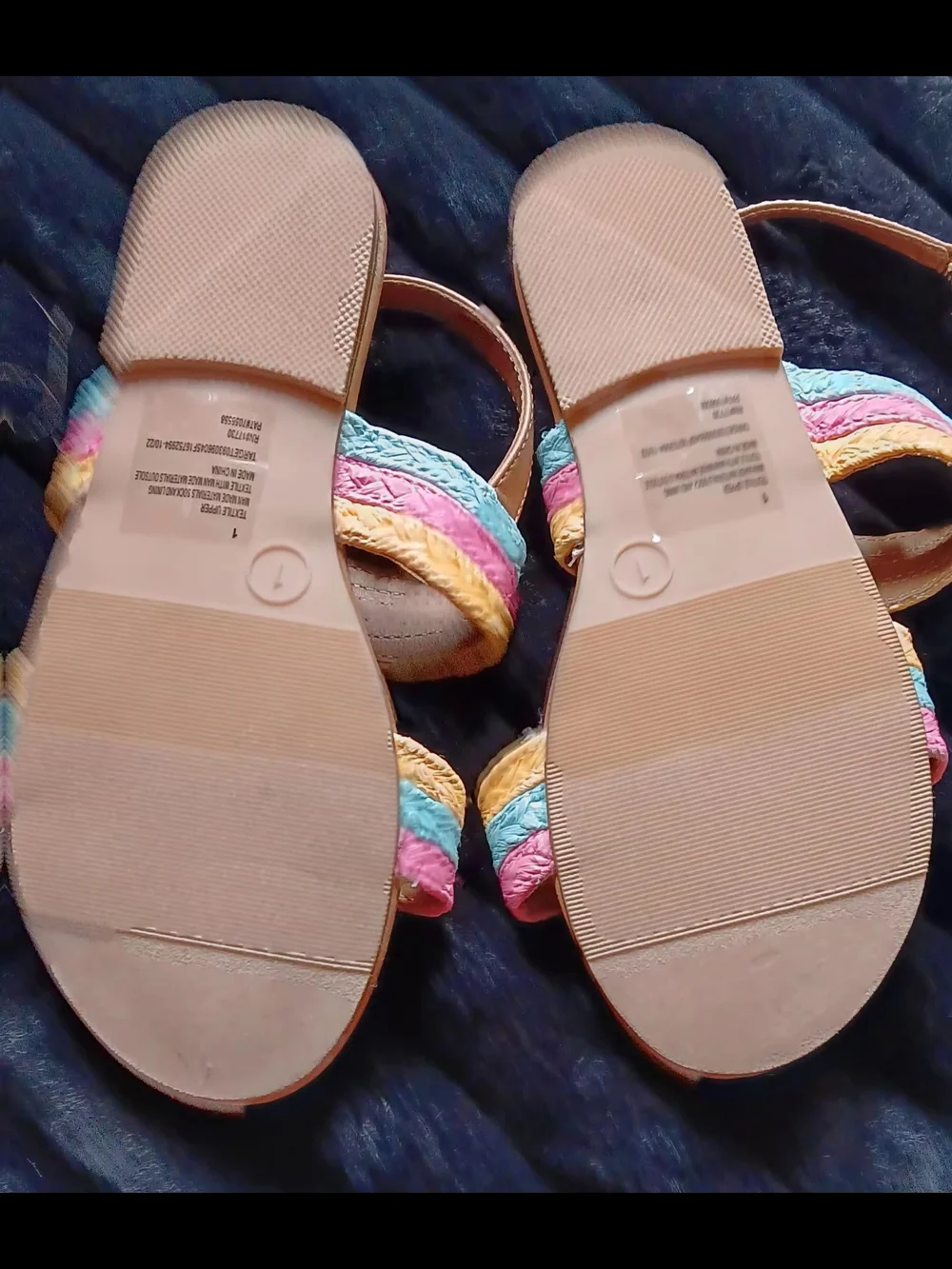 Cat & Jack Pastel Pink Blue Yellow Wavy Strap Sandals